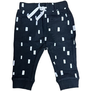 Miles Baby Unisex Black White Square Print Jogger Pants Baby 9M NWT
